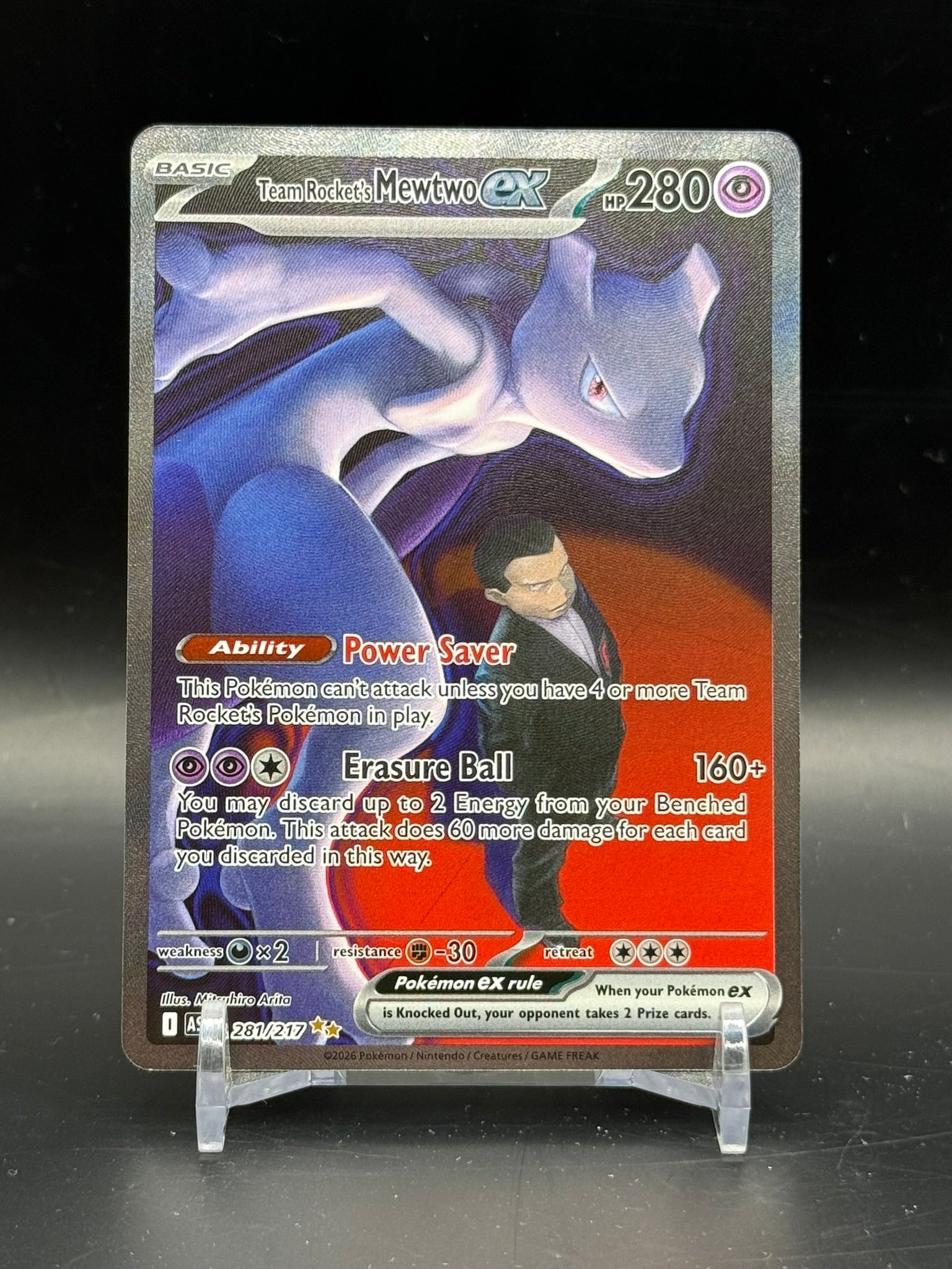 charizard and mewtwo pokemon card Team Rocket's Mewtwo ex 281/217 SIR