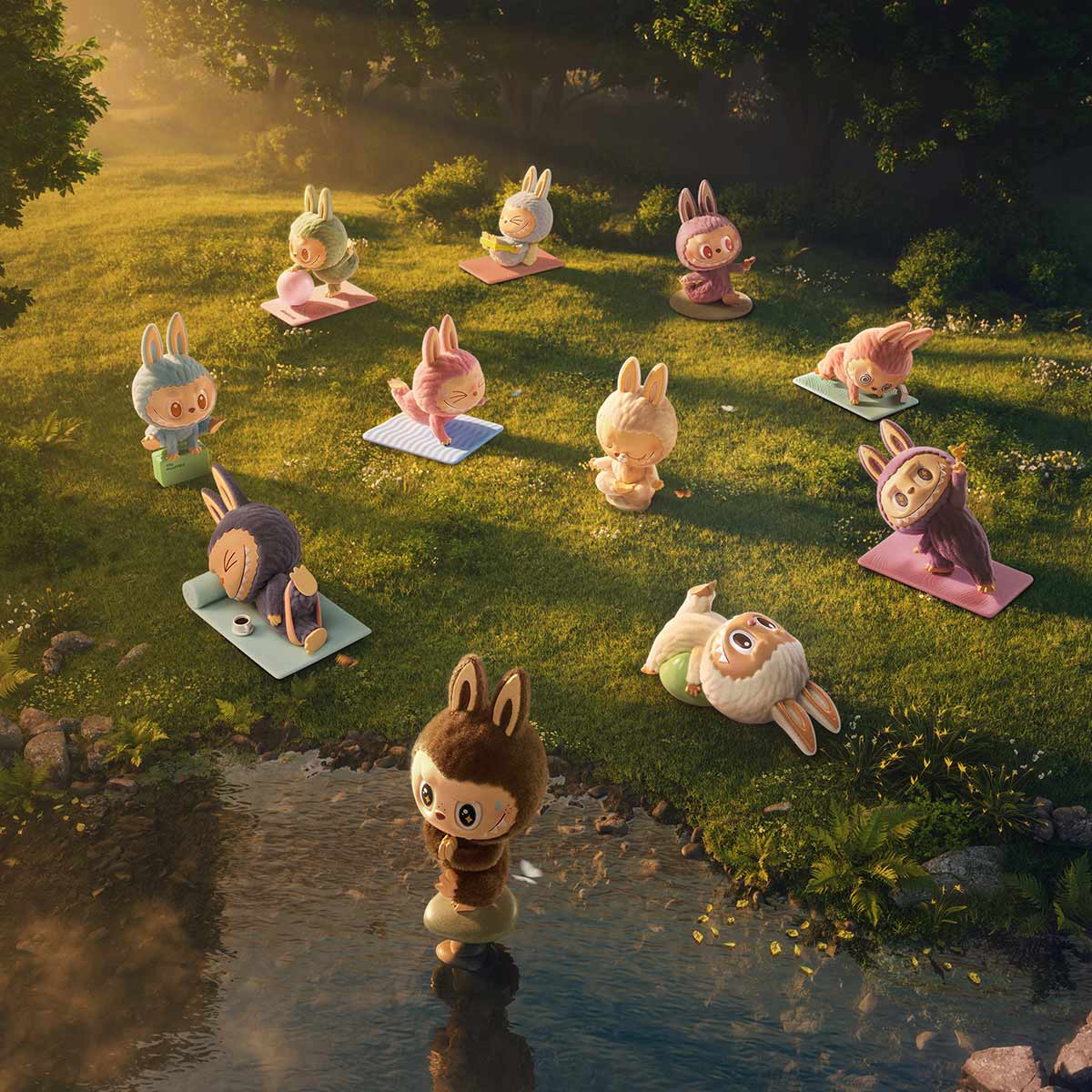 Labubu Lazy Yoga Series Figures - The Monsters from Pop Mart