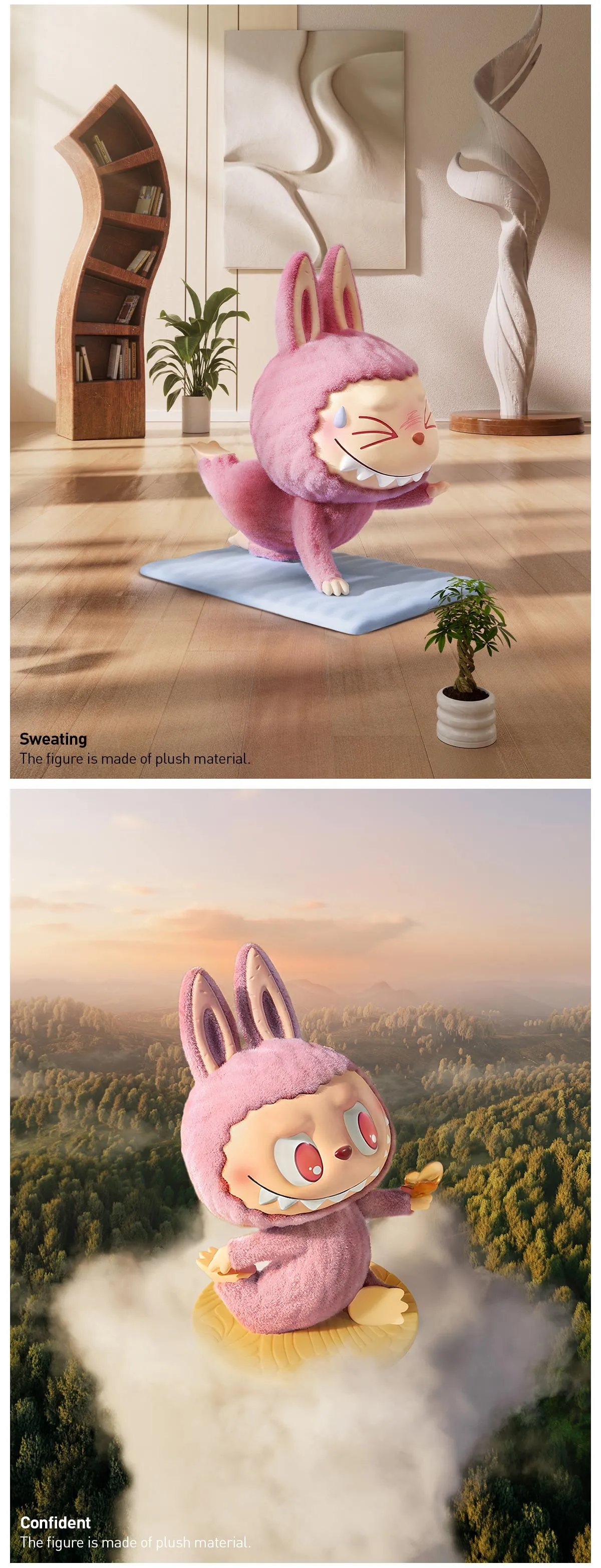 Labubu Lazy Yoga Series Figures - The Monsters from Pop Mart