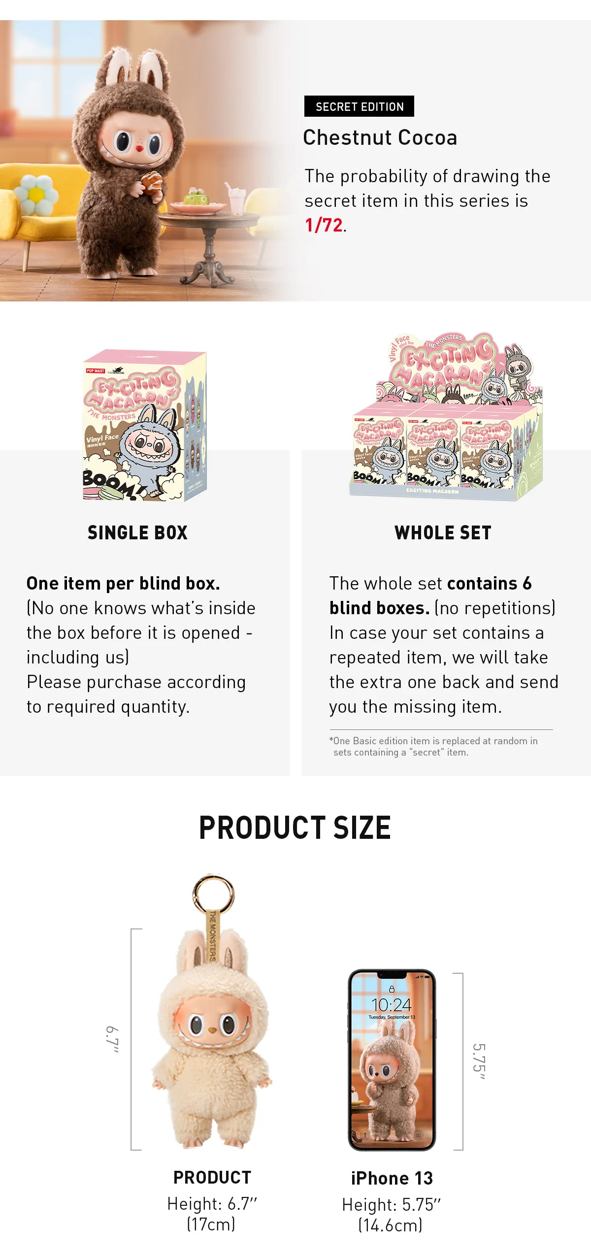 Labubu Exciting Macaron Vinyl Face Blind Box - THE MONSTERS