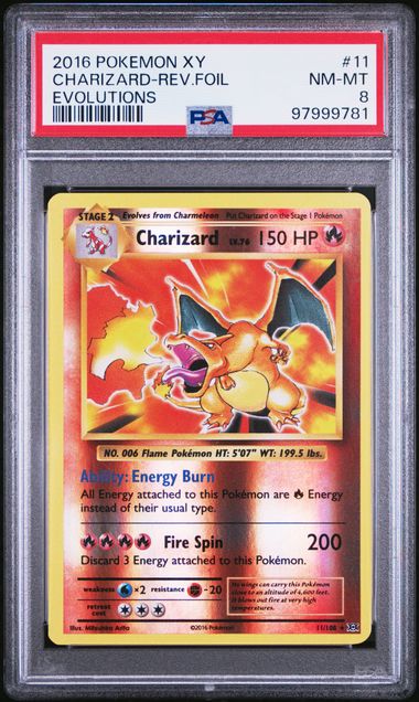 Charizard 11/108 Reverse Holo Rare - XY Evolutions - PSA NM-MT 8