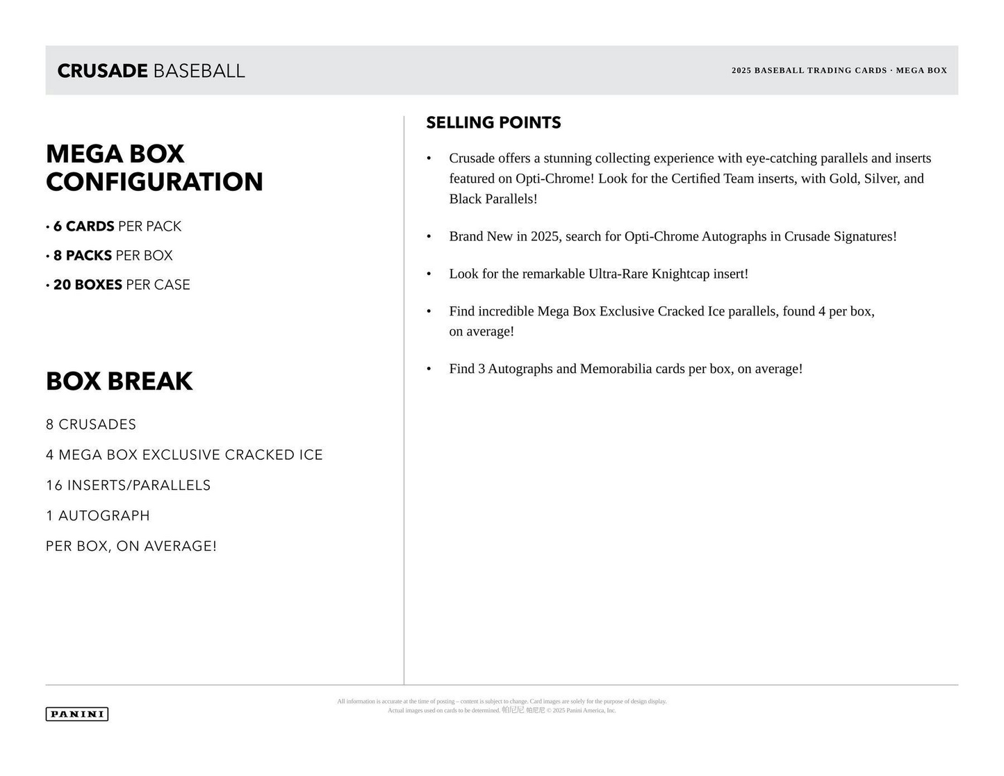 2025 Panini Crusade Baseball Mega Box