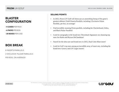 2025 Panini Prizm Liv Golf Blaster Box