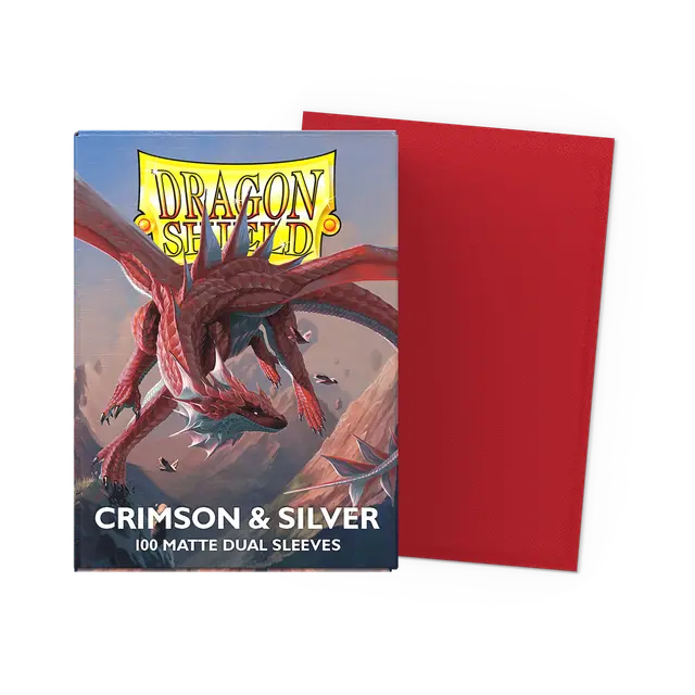 Dragon Shield Sleeves - Dual Matte Crimson & Silver
