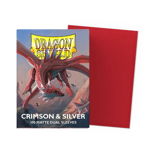 Dragon Shield Sleeves - Dual Matte Crimson & Silver