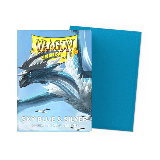 Dragon Shield Sleeves - Dual Matte Sky Blue & Silver