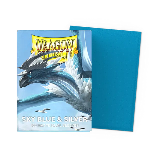 Dragon Shield Sleeves - Dual Matte Sky Blue & Silver