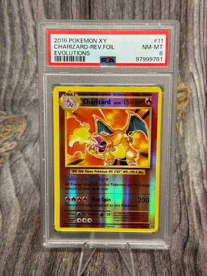 Charizard 11/108 Reverse Holo Rare - XY Evolutions - PSA NM-MT 8