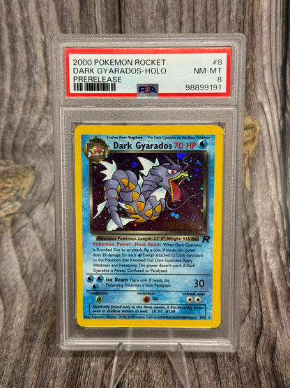 Dark Gyarados 8/82 Holo Rare (Prerelease) - Team Rocket - PSA NM-MT 8