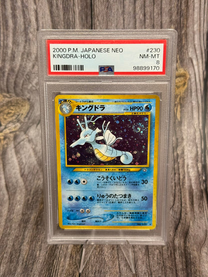 Kingdra 230 Rare - JP Gold, Silver, to a New World (Neo Genesis) PSA NM-MT 8