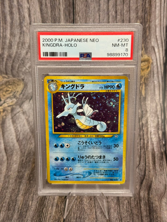 Kingdra 230 Rare - JP Gold, Silver, to a New World (Neo Genesis) PSA NM-MT 8