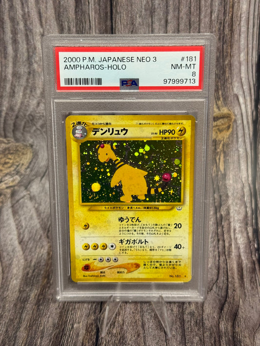 Ampharos 181 Rare - Awakening Legends (Neo 3/Revelation) - PSA NM-MT 8