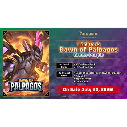 Palworld Official Card Game: Dawn of Palpagos Trial Deck (Green & Purple) **LIMIT 2**